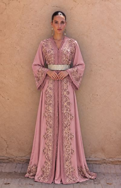 Malaki Rosé takchita in oudroze chiffon